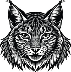 Iberian Lynx Illustration Artwork Detailed Design Featuring CMYK Colors and Grayscale Elements for Creative Projects