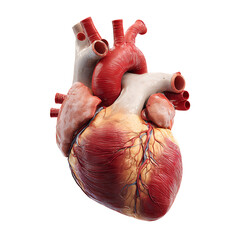 Realistic human heart anatomy isolated on a transparent background