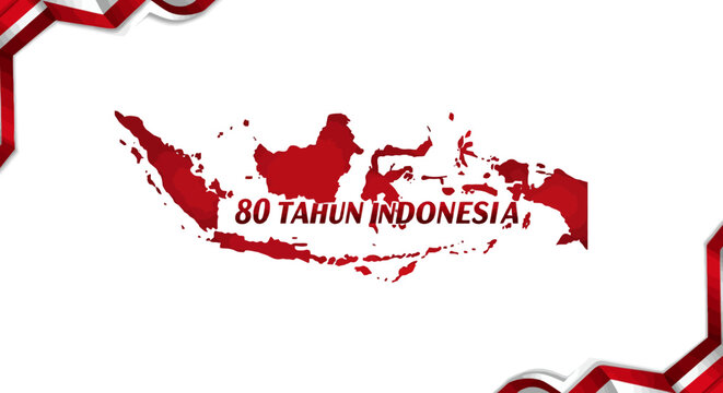 Celebrating 80 Years Indonesia's Vibrant Journey Depicted in Artistic Red and White Design, A Symbolic Representation of Unity and Progress