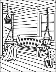 Cozy Moments Bold Line Coloring Page – Relaxing Hygge-Inspired Illustration