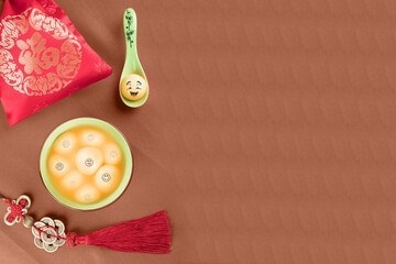 Chinese festive Chinese-style sweet rice balls and traditional decorations


