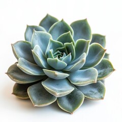 Close-up of a succulent plant isolated on a white background, capturing the delicate features and beauty of the plant in real photography, Generative AI