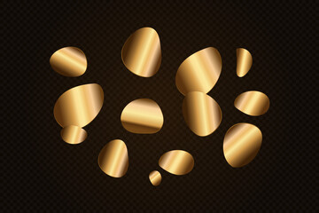 Large round realistic gold confetti luxury decor on transparent background. golden decor for holiday cards, banners