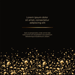 leaflet template with luxury design and gold particles on a dark background