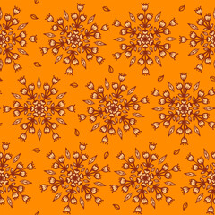 ethnic floral print with hand-painted inflorescences of bright yellow color