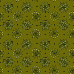 green floral print in ethnic style with round flowers