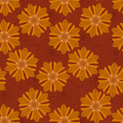rich floral print with red and yellow symmetrical flowers