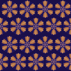 floral print in ethnic style with yellow flowers on a blue background. royal floral pattern