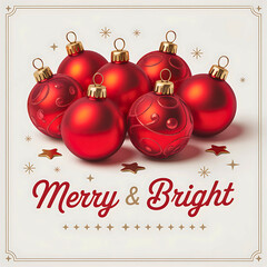 Festive Christmas Ornament Arrangement:  Red and Gold, Vintage Style, Cheerful Holiday Mood, Perfect for Greeting Cards or Seasonal Advertising.