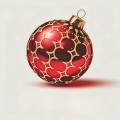 Elegant Red and Gold Christmas Ornament; Festive, Sparkling, Holiday Decoration; Isolated on White Background; Perfect for Winter Season Greetings.