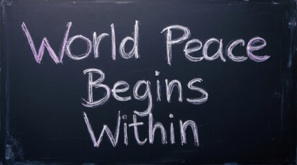 Obraz premium Chalkboard with World Peace Begins Within Message in Bright Colors
