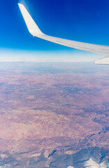 Aerial view on arabian desert and Red sea mountains from airplane