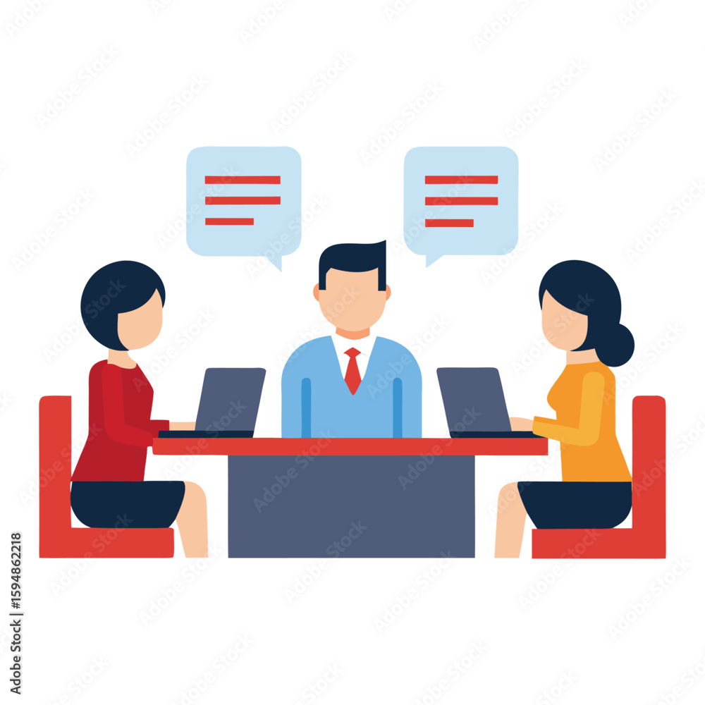 Poster human resources interview panel discussion isolated on transparent background