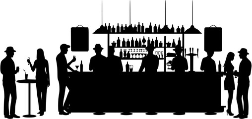 Set of people dining silhouettes for various restaurant, cafe, and bar scenes
