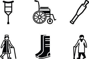 Fototapeta premium Medical and Mobility Icon Set – Rehabilitation and Healthcare Symbols