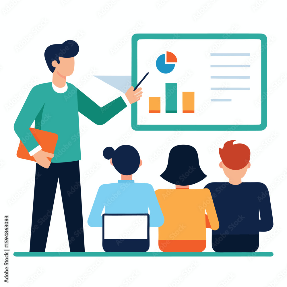 Poster corporate training session flat vector design isolated on transparent background