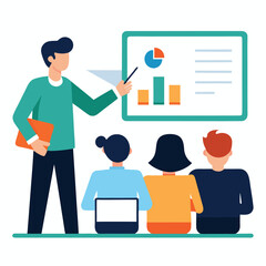 Corporate training session flat vector design isolated on transparent background