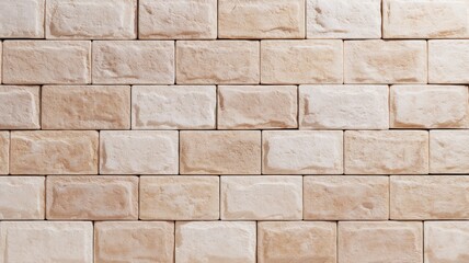 Naklejka premium Textured tan brick wall patterned in neat rows. Neural network AI generated