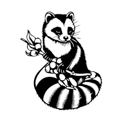 civet silhouette line art vector illustration