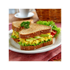 Delicious Egg Salad Sandwich with Avocado on Whole Wheat Bread