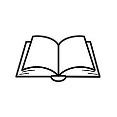 Outline illustration of an open book, representing reading and library icon