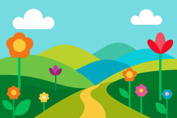 Obraz premium summer landscape with flowers