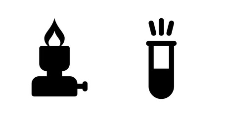 Simple Black Icons: Bunsen Burner and Boiling Test Tube