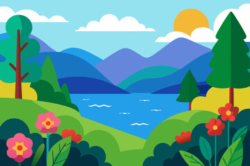 Obraz premium landscape with mountains and blue sky