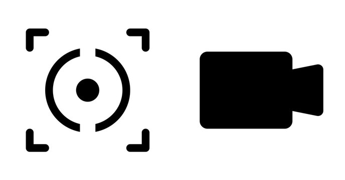 Modern minimalist video camera focus target icon graphic design
