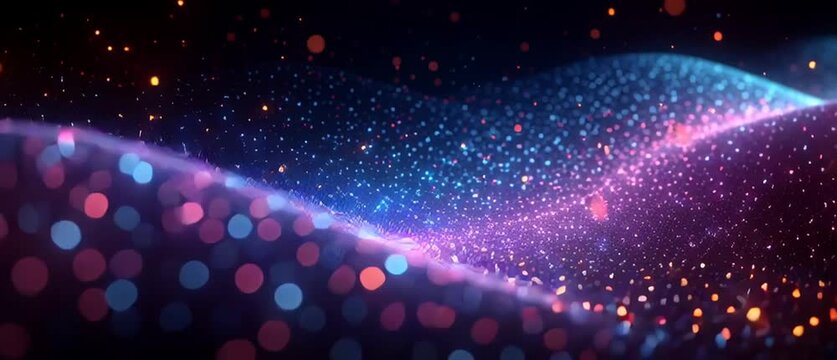 Illustration Abstraite de Lignes N&eacute;on Fluides et Lumineuses sur Fond Sombre