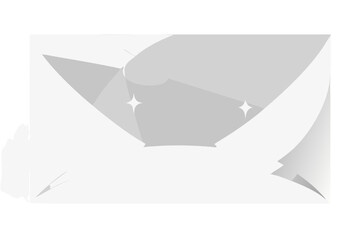 Abstract white and gray geometric shapes with sparkling accents