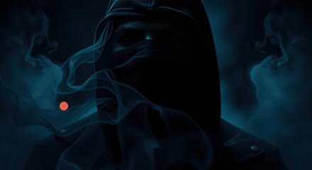 Dark hooded figure with smoke effect wallpaper background for desktop and mobile hd