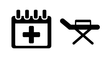 Medical Appointment Calendar Icon: Bold Black Glyph Style, Simple Minimalist Design