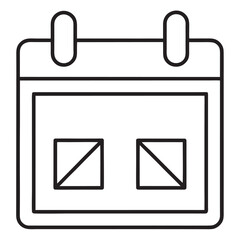 Calendar icon with marked dates and hanging rings schedule