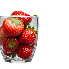 Falling strawberries isolated on transparent or white background, png
