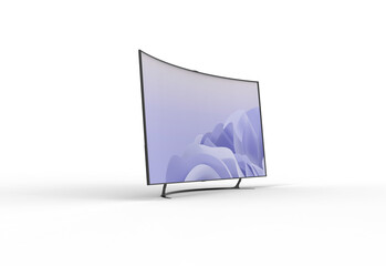 curve TV angle view with shadow 3d render