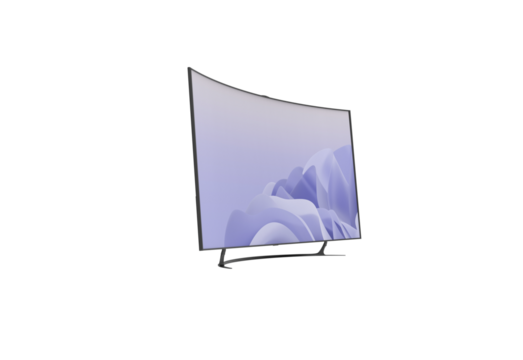 curve TV angle view without shadow 3d render