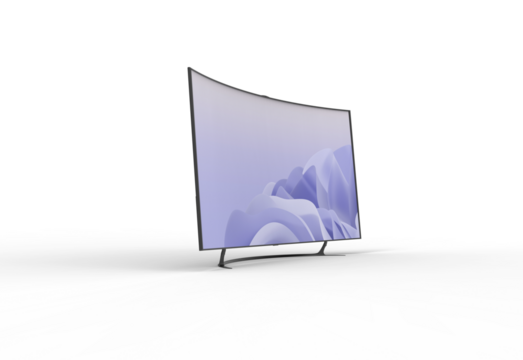 curve TV angle view with shadow 3d render