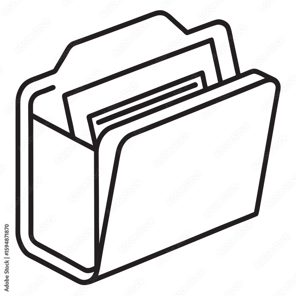 Aufkleber open file folder with papers inside outline documents archive