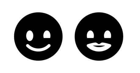 Minimalist Black and White Happy and Sexy Face Icons Set