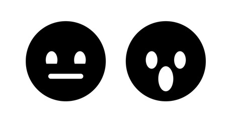 Simple black and white minimalist emoticon icons: neutral and shocked faces.