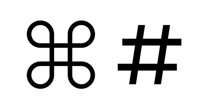 Bold Black Command and Hashtag Symbols: Minimalist Tech Design