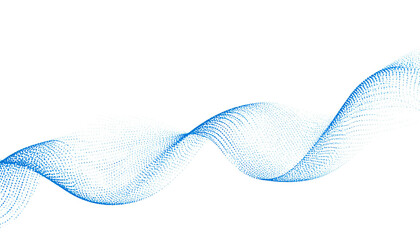 Abstract data stream made of blue dots and curves, futuristic concept, isolated on transparent background