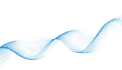 Abstract data stream made of blue dots and curves, futuristic concept, isolated on transparent background