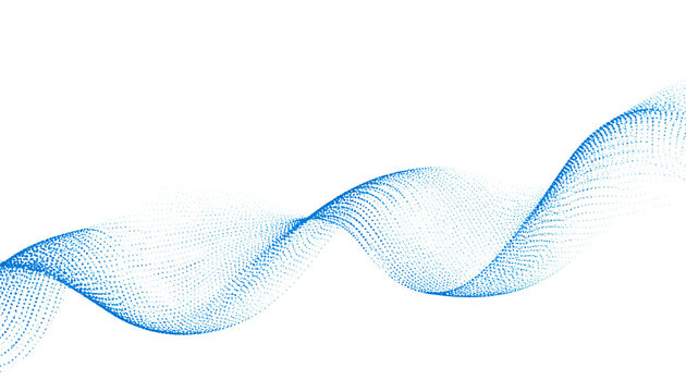 Abstract data stream made of blue dots and curves, futuristic concept, isolated on transparent background - Powered by Adobe