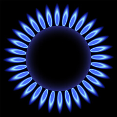 Flame of gas burner of kitchen stove. Vector illustration. Sketch for creativity.