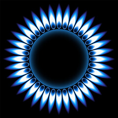 Gas burner of the kitchen stove. Vector illustration. Sketch for creativity.