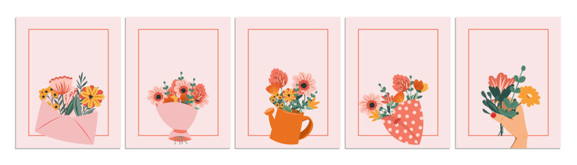 Set of greeting card backgrounds, floral backgrounds © Kristina Bilous