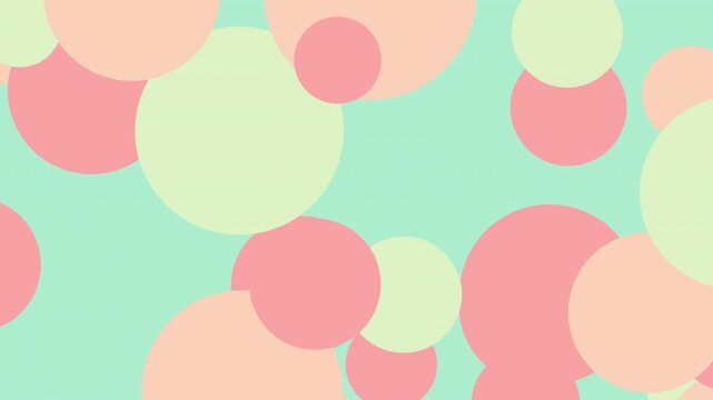 Animaci&oacute;n de c&iacute;rculos pastel sobre fondo menta