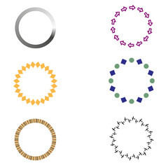 Circular rings pattern. Bold black gradient. Simple abstract frame. Geometric minimal border.